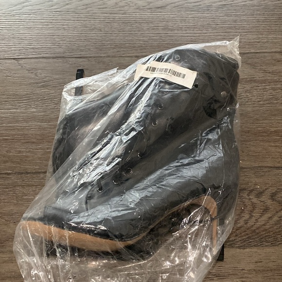 NWT BURJU Moment Open Toe Lace Up Tongue Ankle Boots | Black | Size 13 - Picture 2 of 10